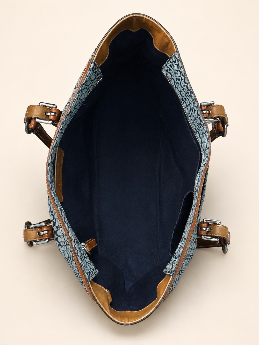 Coach Denim Y2K Signature Gallery Tote Canvas Leather Teim - Picture 7 of 8